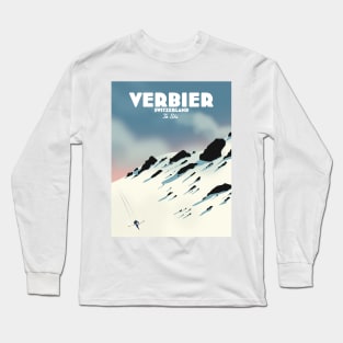 Verbier Switzerland ski travel poster Long Sleeve T-Shirt